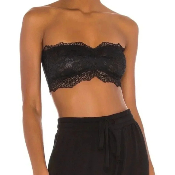 Free People‎ Lacey Looks Bandeau Bralette Black - Picture 1 of 3